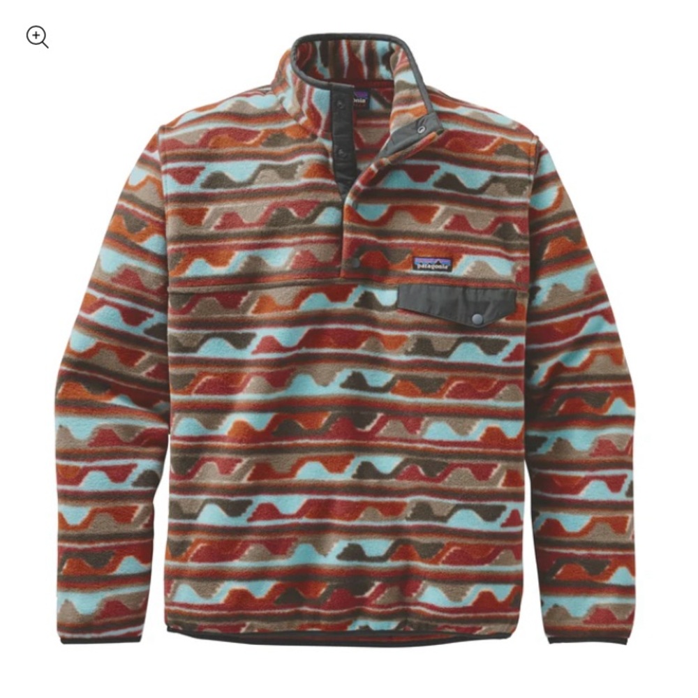 Patagonia Synchilla Snap T Fleece Pullover - Rust, Aqua, Brown Patterned